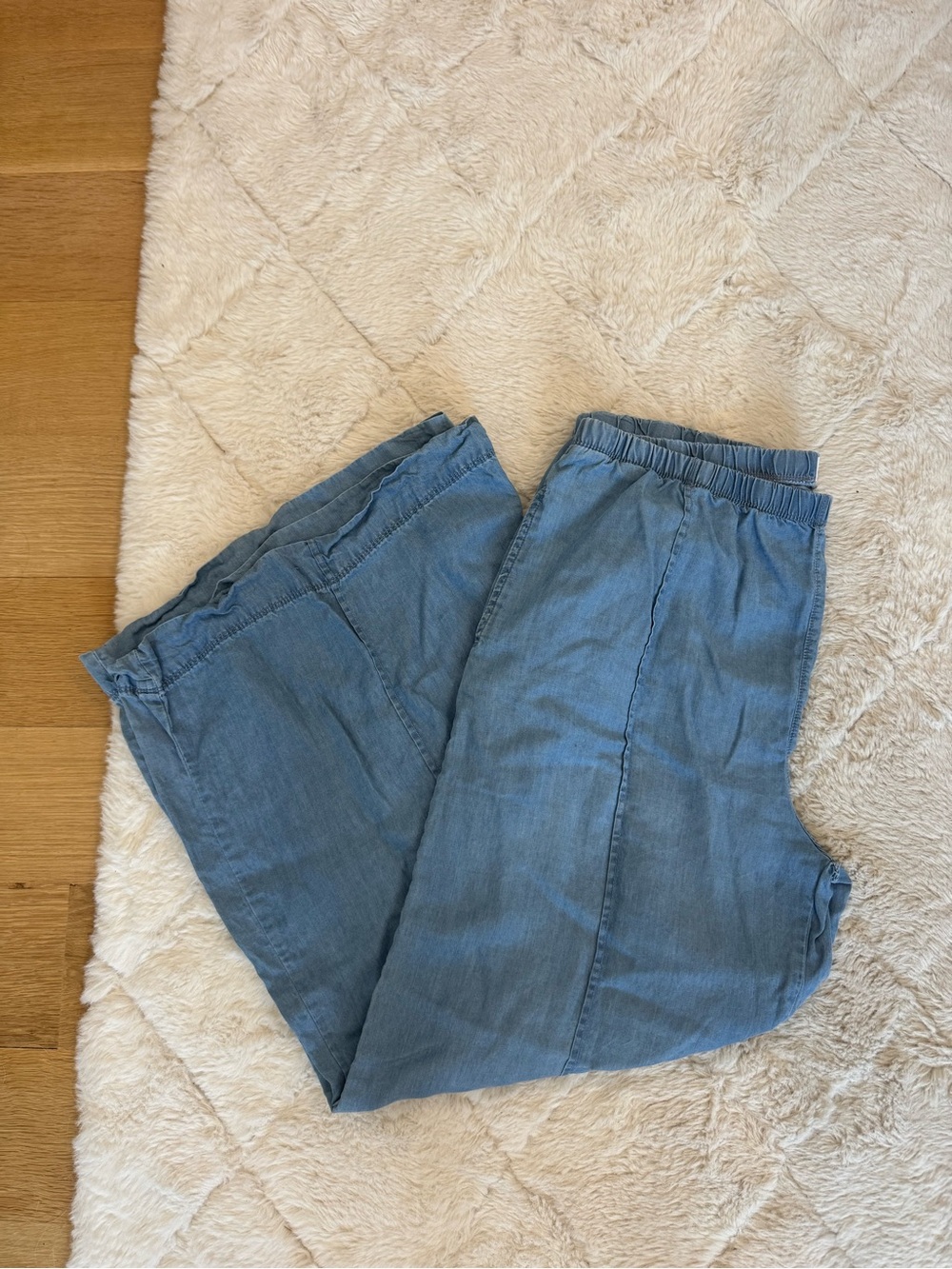 Serra Wide Leg Elastic Waist Light Blue Pants